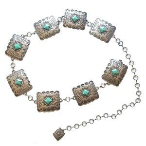 COPY - Western Silver Turquoise Chain Belt